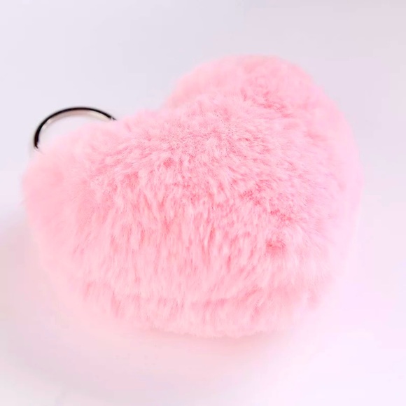 Pink Heart Puff Keychain - Picture 2 of 2